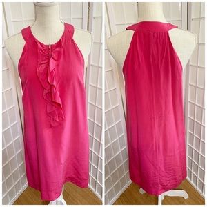Laundry Industry Pink 100% Silk Front Zip Ruffle Sleeveless Dress Size 2